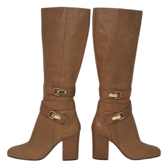 Sam Edelman Fairbank Leather Block Heel Knee High Boots - Picture 1 of 14